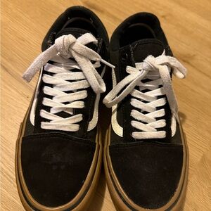 Black and White Casual Sneakers with Gum Sole